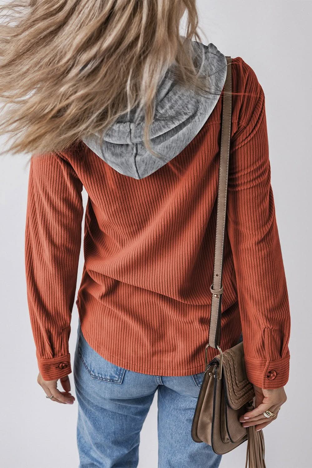 Hooded drawstring jacket with pockets - Love Salve